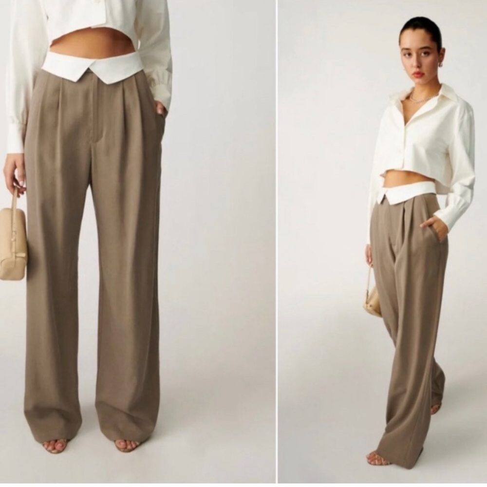 Reformation Tan Wide Leg Pants